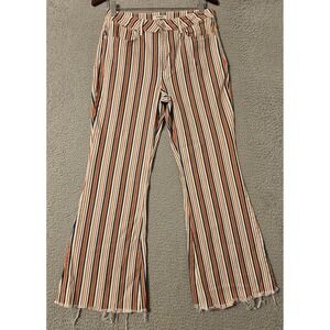 Wrangler Women's Striped Flare Jeans in Cream, Orange & Blue